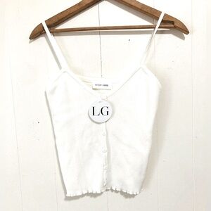Luca + Grae Dainty Ribbed Cropped Button Down Cami Tank Top M/L